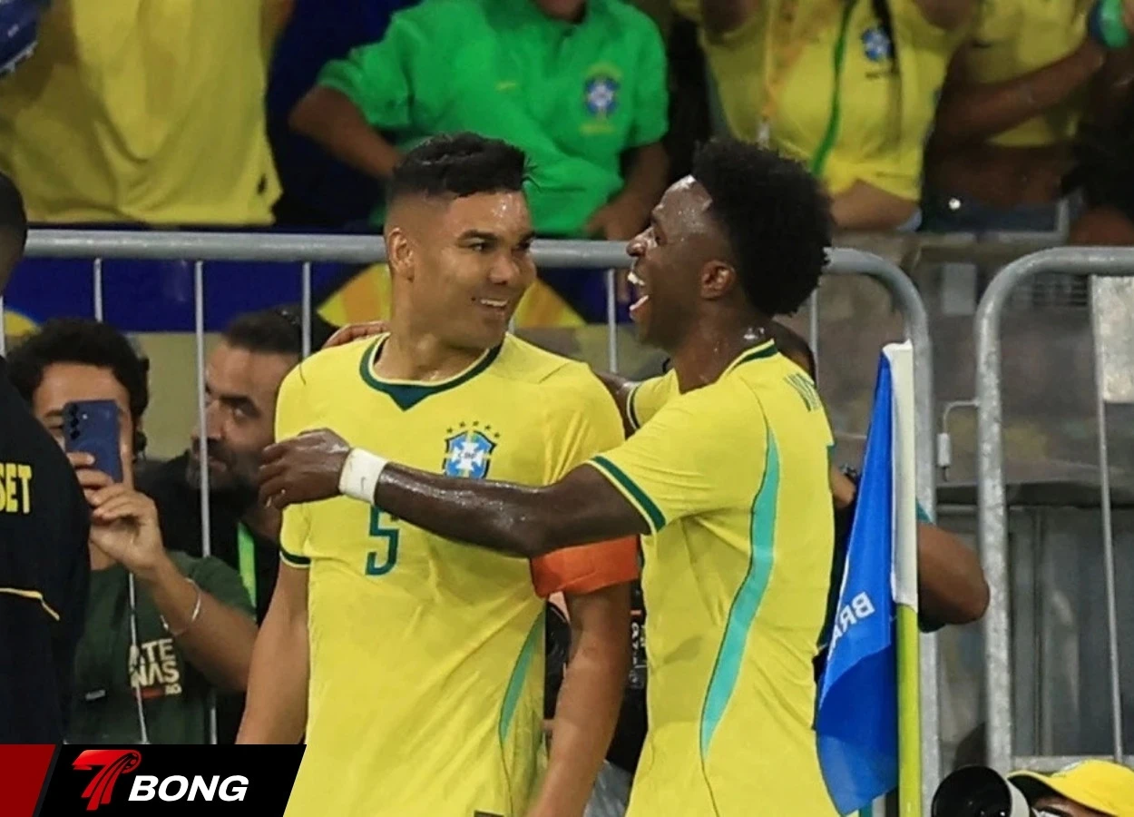 Casemiro cùng Vinicius Junior tỏa sáng trận Brazil