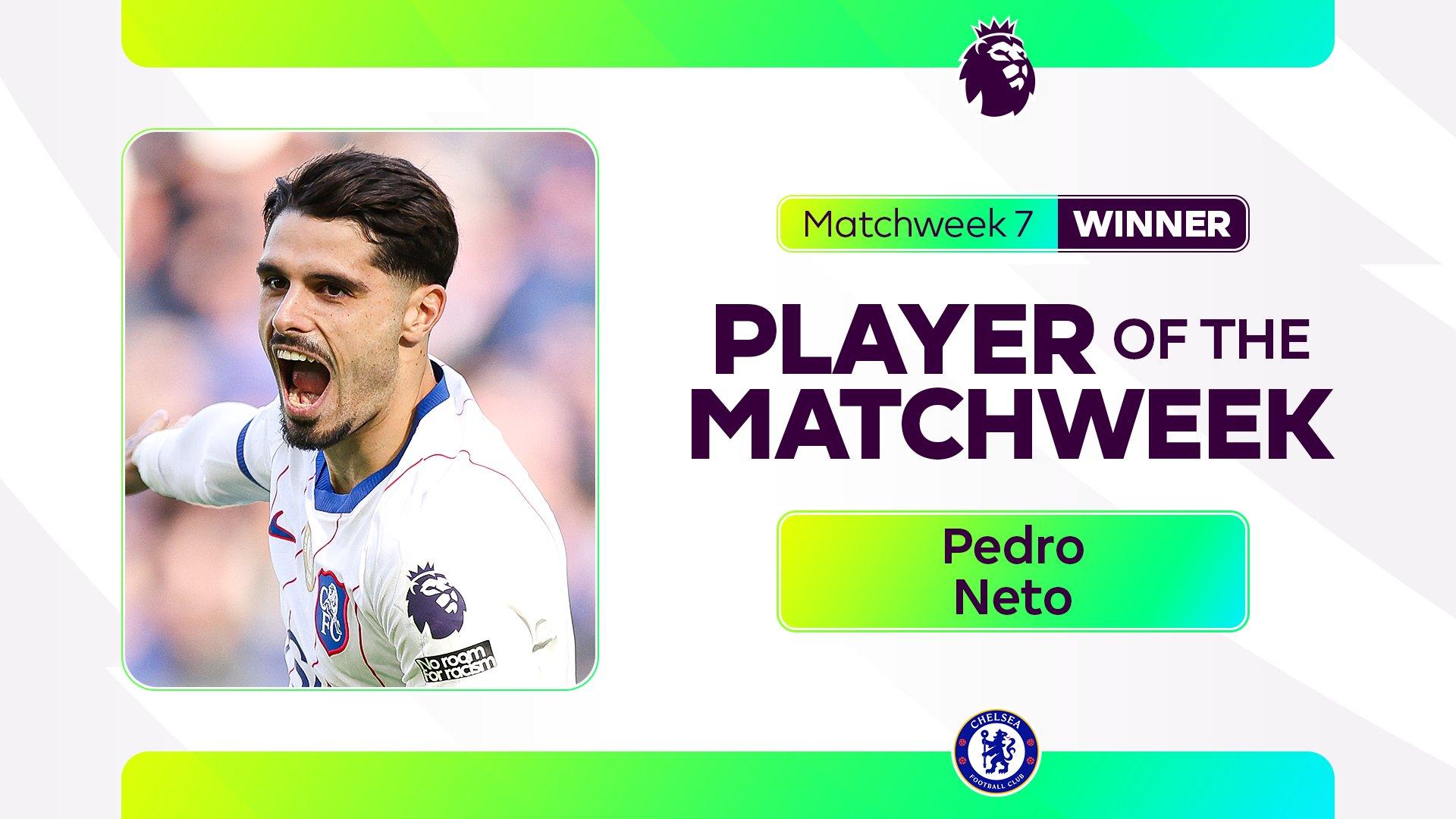 Pedro Neto rực sáng trong Đội hình tiêu biểu vòng 7 Premier League