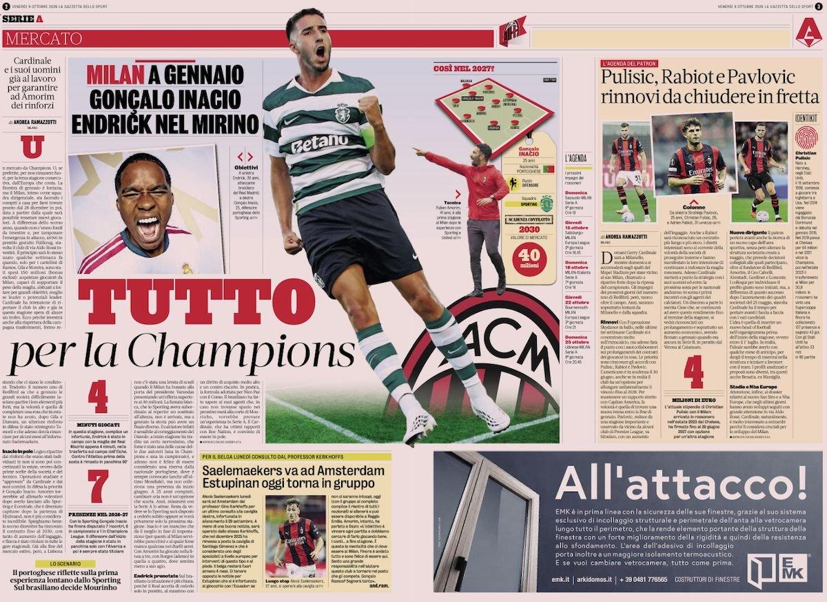AC Milan kích hoạt bom tấn Gonçalo Inácio và mượn Endrick